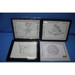 FOUR DISNEY SIGNED SKETCHES, to include Star Wars Dark Side Challenge, Aladdin, The Little