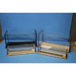 FOUR WOODEN AND GLASS DISPLAY CASES, to include two 40 cm L, 10 cm H, 10 cm W, two 50 cm L, 24 cm H,