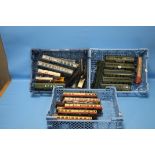 THREE TRAYS OF 00 GAUGE RAILWAY ITEMS, one containing seven Triang locomotives/ dummy locomotives,