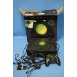 A BOXED XBOX VIDEO GAME SYSTEM, to include a controller