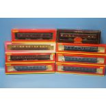 EIGHT HORNBY 00 GAUGE BOXED CARRIAGES, to include R.4128A, R.4128 C, R.4127C, R.4095, R.4055A, R.