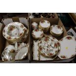 TWO TRAYS OF ROYAL ALBERT OLD COUNTRY ROSES CHINA