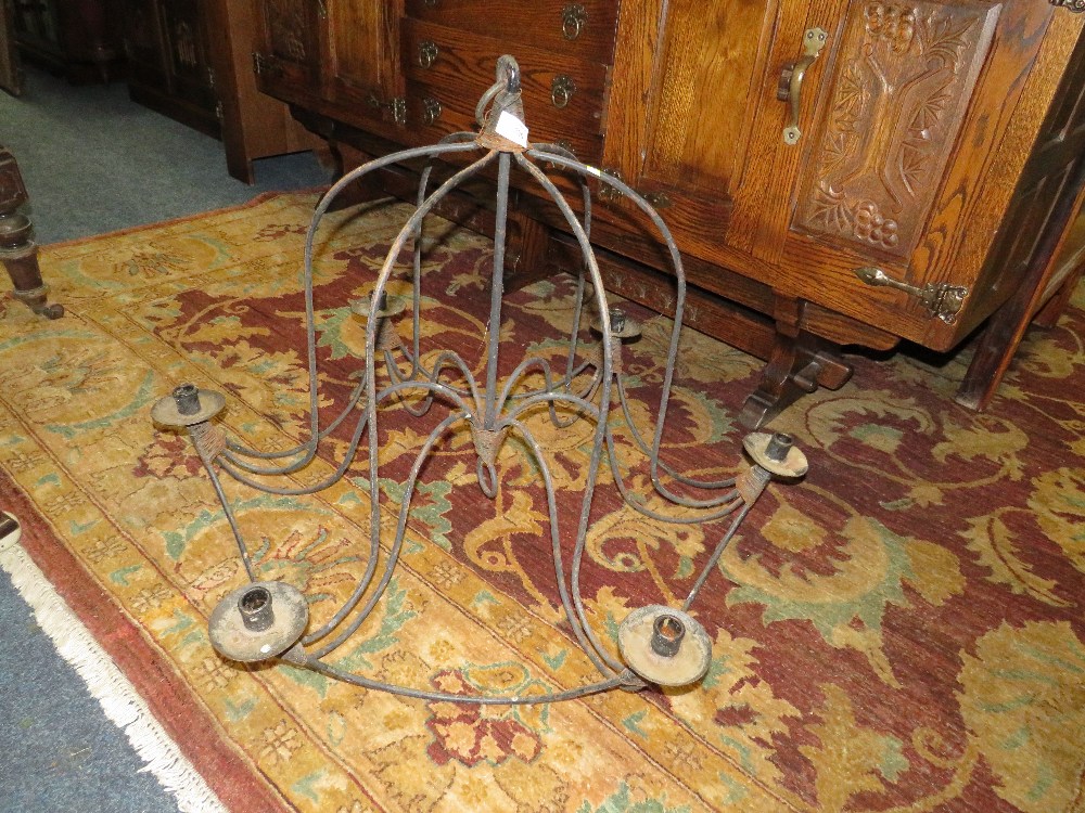 A LARGE WROUGHT IRON CHANDELIER H-65 CM