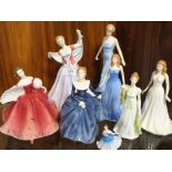 A COLLECTION OF ROYAL DOULTON LADY FIGURES; JUNE HN2991, FRAGRANCE HN4931, FIRST WALTZ HN5093, DIANA