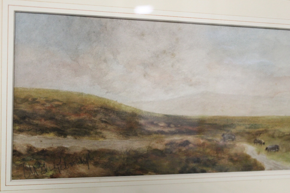 A COLLECTION OF FRAMED AND GLAZED WATERCOLOURS TO INCLUDE AN INDISTINCTLY SIGNED LANDSCAPE WITH - Image 4 of 4