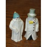 TWO ROYAL WORCESTER CANDLE SNUFFERS ENTITLED BUDGE AND TODDY