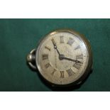 A VINTAGE SILVER PLATED SWISS MADE OPEN FACE POCKET WATCH