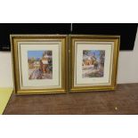 A PAIR OF GILT FRAMED AND GLAZED GOUACHES DEPICTING WINTER SCENES BY JOHNNY GASTER, PICTURE SIZE