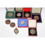 A COLLECTION OF CASED MEDALLIONS AND MEDALS TO INCLUDE A ROYAL LIFE SAVING SOCIETY MEDAL, HOSPITAL