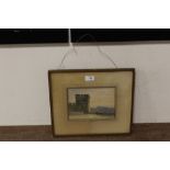 A FRAMED AND GLAZED WATERCOLOUR SIGNED DAVID COX SNR VERSO, PICTURE SIZE 21 X 50 CM