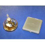 A PART BOTTLE OF AMOUAGE PERFUME, AND A MOET & CHANDON COMPACT MIRROR