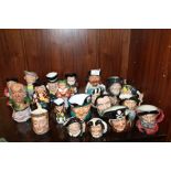 A LARGE QUANTITY OF ROYAL DOULTON AND OTHER TOBY JUGS TO INCLUDE RIP VAN WINKLE, MERLIN, LONG JOHN