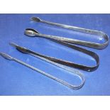 THREE PAIRS OF GEORGIAN HALLMARKED SILVER SUGAR TONGS