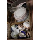 THREE BOXES OF ASSORTED CHINA TO INCLUDE ROYAL ALBERT REGAL SERIES, ROYAL ALBERT CROWN CHINA,
