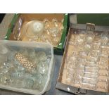 SIX BOXES OF ASSORTED GLASSWARE TO INCLUDE CUT GLASS DRINKING GLASSES