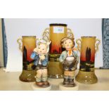 TWO GOEBEL FIGURES TOGETHER WITH DOULTON VASES