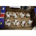 A TRAY OF ROYAL ALBERT OLD COUNTRY ROSES CUPS AND SAUCERS ETC.