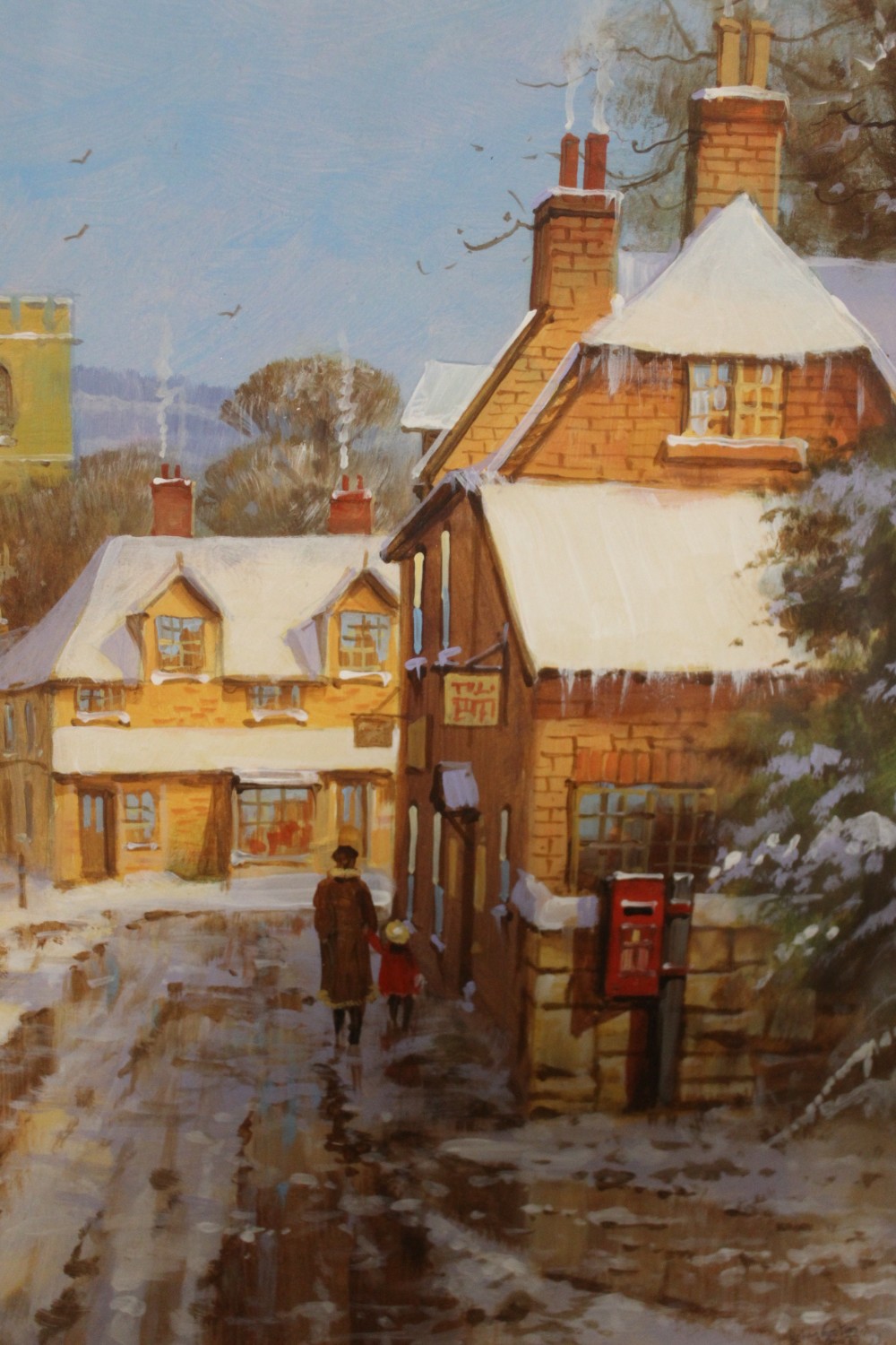 A PAIR OF GILT FRAMED AND GLAZED GOUACHES DEPICTING WINTER SCENES BY JOHNNY GASTER, PICTURE SIZE - Image 2 of 5