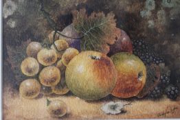 CHRISTOPHER HUGHES (1955). A pair of still life fruit studies, signed lower right, watercolours,