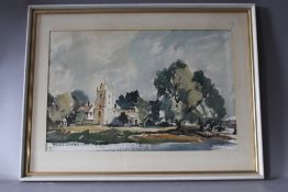 BARKER (XX). British School. an impressionist wooded landscape with church. Signed lower left,