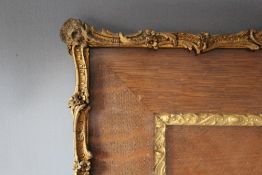 A PAIR OF 19TH CENTURY DECORATIVE GOLD WATERCOLOUR FRAMES, with wooden and gold slips, glazed, frame