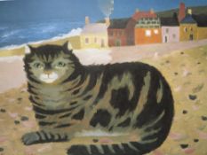 MARY FEDDEN (1915-2012). 'Cat on a Cornish Beach 1991', signed in pencil lower left, limited edition