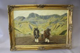 DON STYLER (1900 - 2000). Ploughing scene with mountains in background, 'This England' see verso.