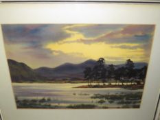WINSTON MEGORAN (1913-1971). A mountainous lakeland scene. Signed lower right, watercolour, framed