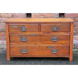 AN EDWARDIAN FOUR DRAWER CHEST, W 206 cm, A/F