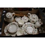 A TRAY OF WEDGWOOD "QUEENWARE PROVENCE" TEA & DINNERWARE (TRAY NOT INCLUDED)