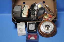 A QUANTITY OF WRISTWATCHES, A BAROMETER, SPECTACLES ETC.