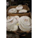 TWO TRAYS OF ROYAL DOULTON TEA AND DINNERWARE TO INCLUDE A TUREEN ETC