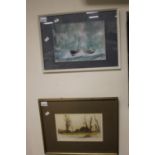 A FRAMED AND GLAZED WATERCOLOUR "THE OLD FALMOUTH LIFEBOAT" TOGETHER WITH A LIMITED EDITION PRINT