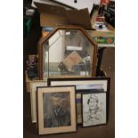 A QUANTITY OF ASSORTED PICTURES, PRINTS AND A MIRROR