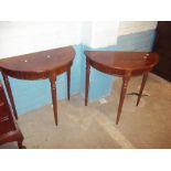 TWO REPRODUCTION DEMI LUNE, HALF MOON CONSOLE, HALL TABLES