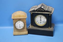 TWO 19TH CENTURY MARBLE MANTEL CLOCKS A/F