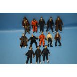 THIRTEEN DR WHO FIVE INCH FIGURES to include 9th Doctor, orange spacesuit x 2, straight jacket, Fez,