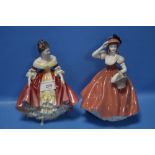 A ROYAL DOULTON FIGURINE "SOUTHERN BELLE" AND A COALPORT FIGURINE "FLORA" (2)