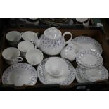 A TRAY OF WEDGWOOD "WINDRUSH" TEA & DINNERWARE (TRAY NOT INCLUDED)