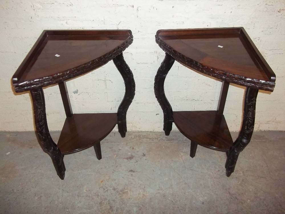 TWO ANTIQUE CORNER TABLES