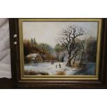 AN OIL PAINTING OF A WINTER SCENE