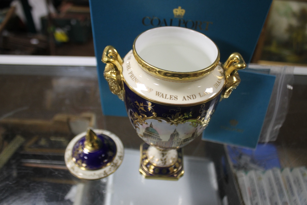 A COALPORT ROYAL WEDDING RAMS HEAD VASE WITH ORIGINAL RECEIPT AND CERTIFICATE 115/250 - Image 2 of 6