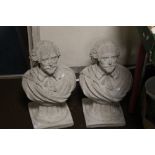 TWO LARGE CONCRETE BUSTS OF WILLIAM SHAKESPEARE