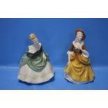 TWO ROYAL DOULTON FIGURINES "SOIREE" AND "SANDRA" (2)