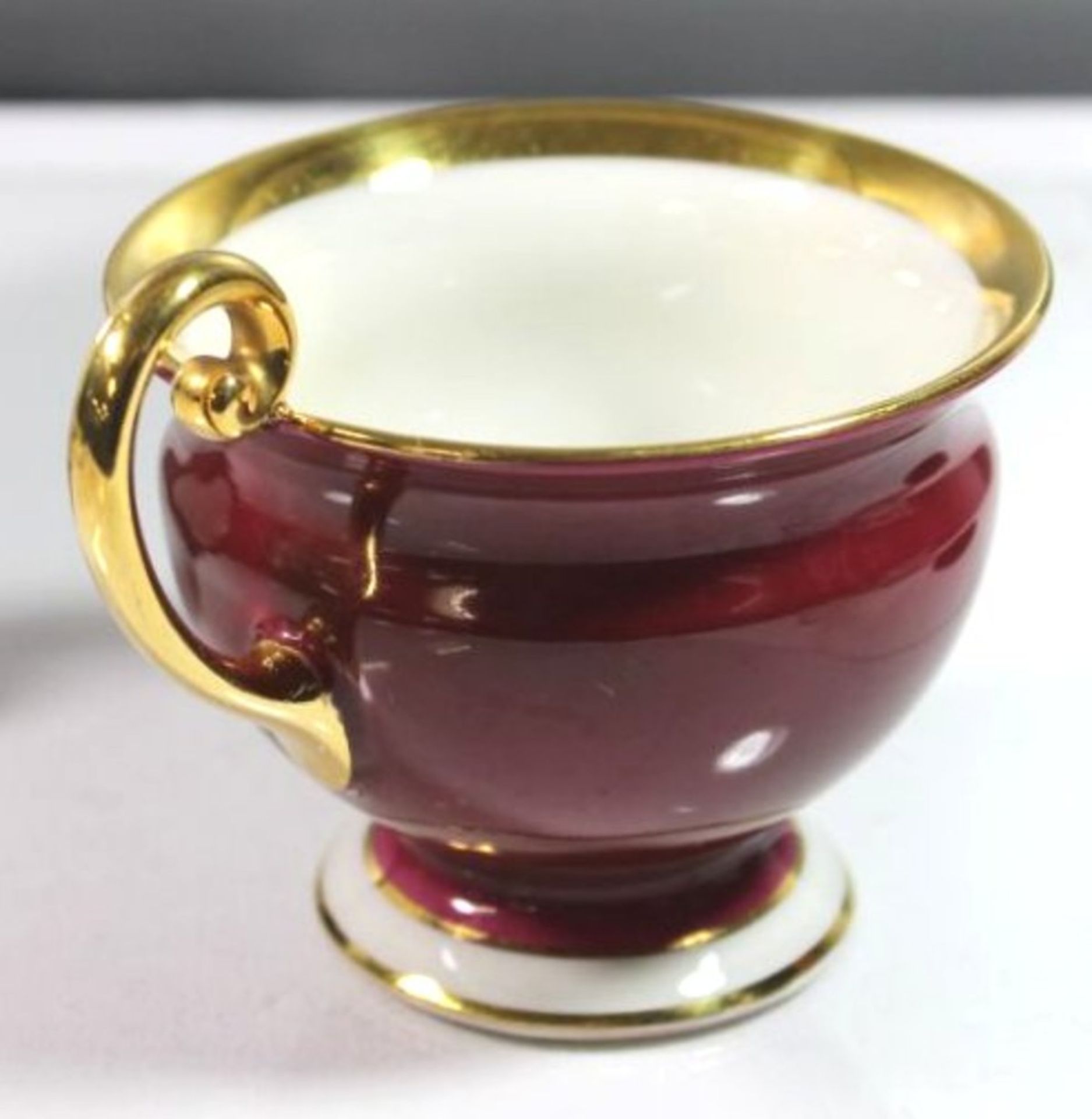 3tlg. Kaffeegedeck, Fürstenberg, weiss/rot/gold, Tasse H-8cm. - Bild 2 aus 6