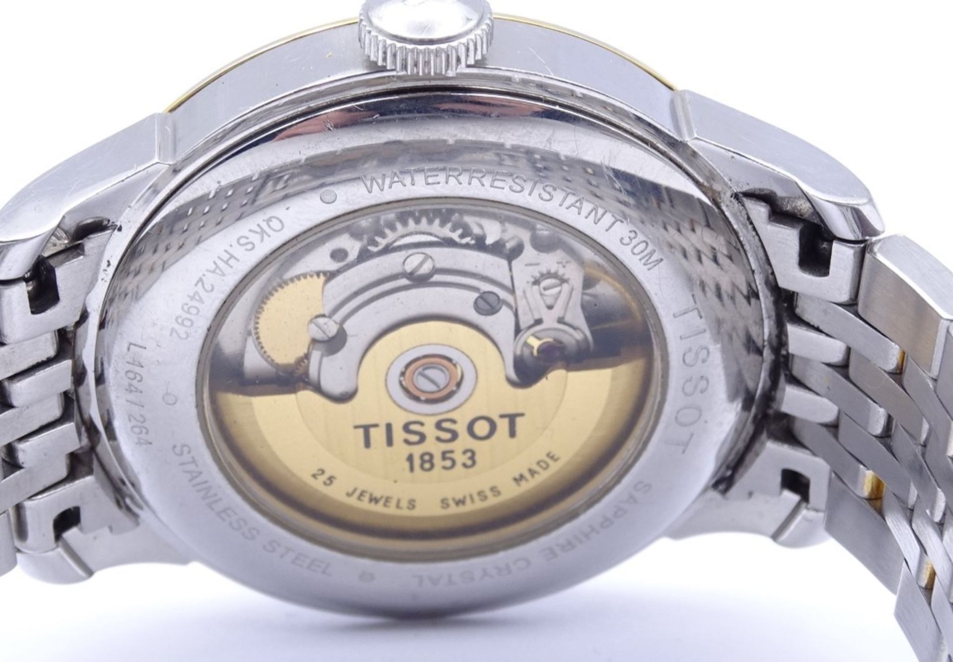 HAU "Tissot", LeLocle,automatic,Werk läuft,Edelstahl,D- 39,3mm,Saphirglas,goldfarben berieben - Bild 5 aus 5