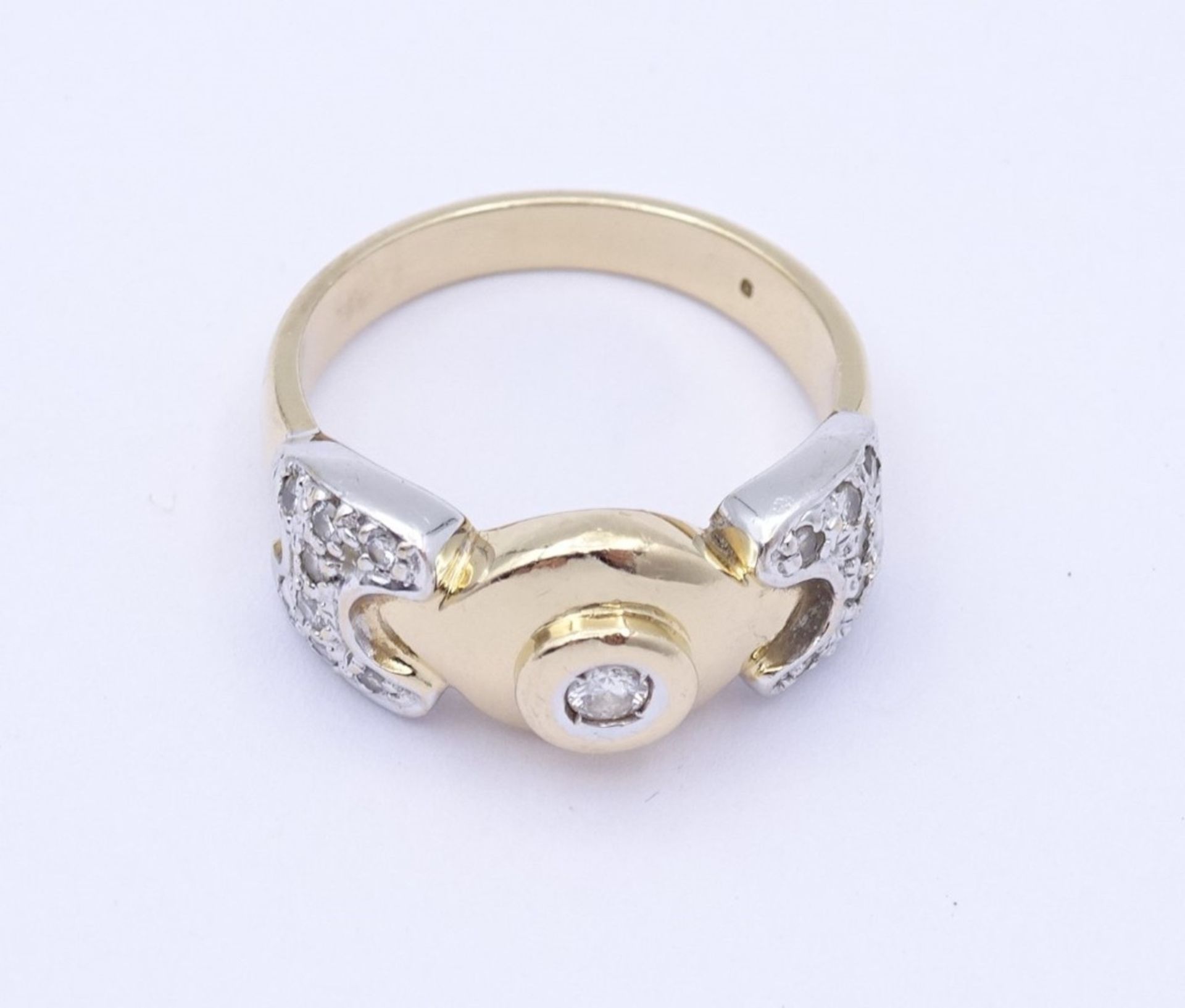 Goldring 0.585 mit Diamanten GG/WG, mittig 0,10ct., 5,65gr., RG 56 - Bild 16 aus 16