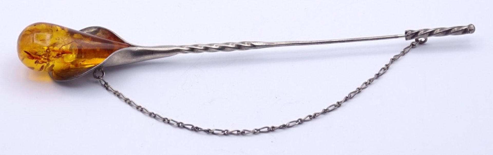 Haarnadel mit Bernstein besatz,Silber 0.925 L- 14cm, 12,3gr. - Bild 2 aus 4