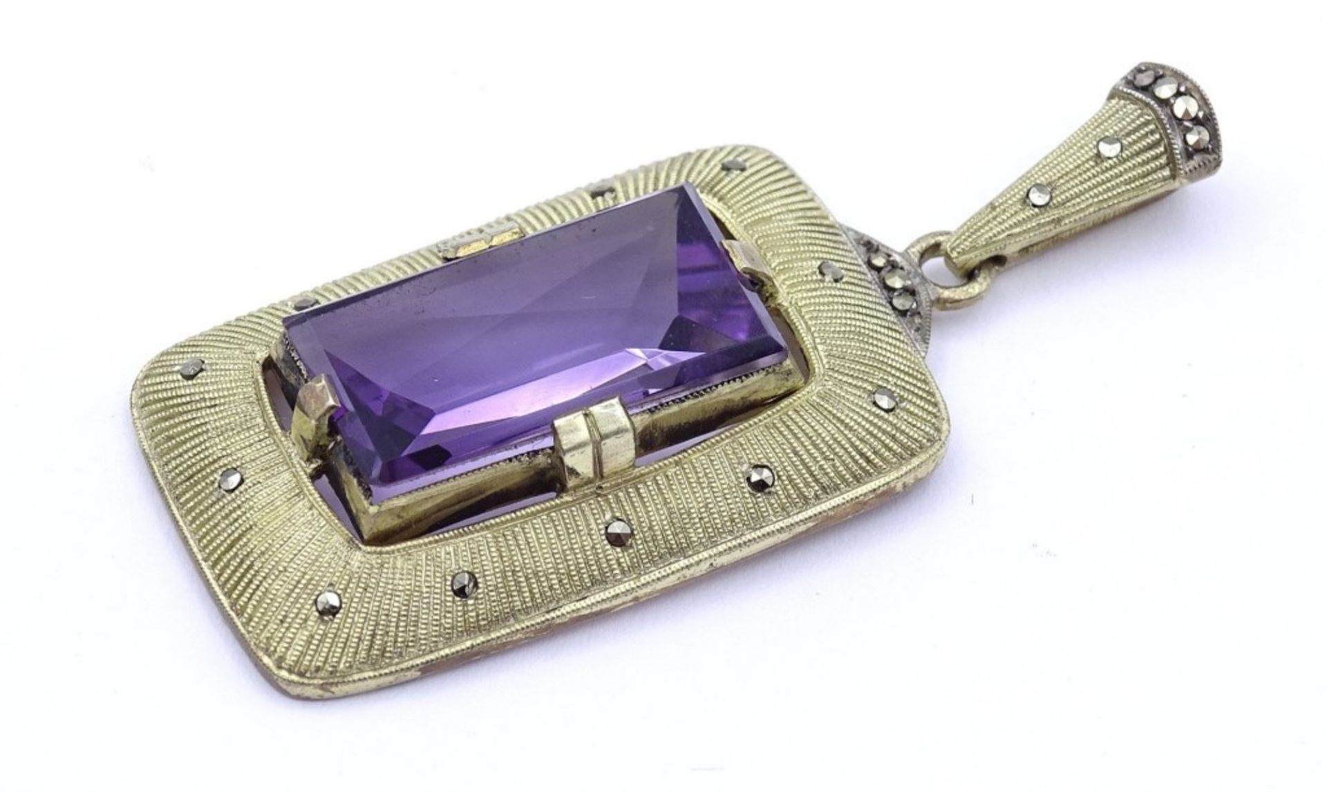 Theodor Fahrner Schmuck Anhänger mit Markasiten und Amethyst,Sterling Silber 0.925, L- 5,0cm, 8, - Bild 12 aus 14