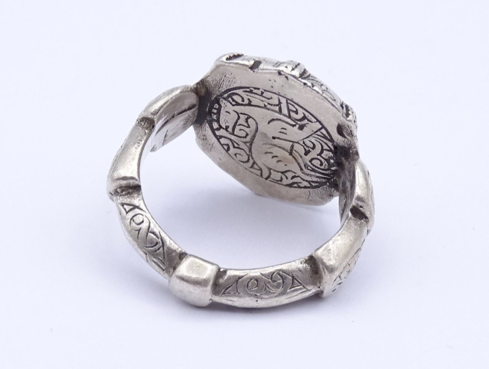 Silber Ring mit Tiermotiven, Silber gepr. 13,4gr., RG 56 - Bild 4 aus 4